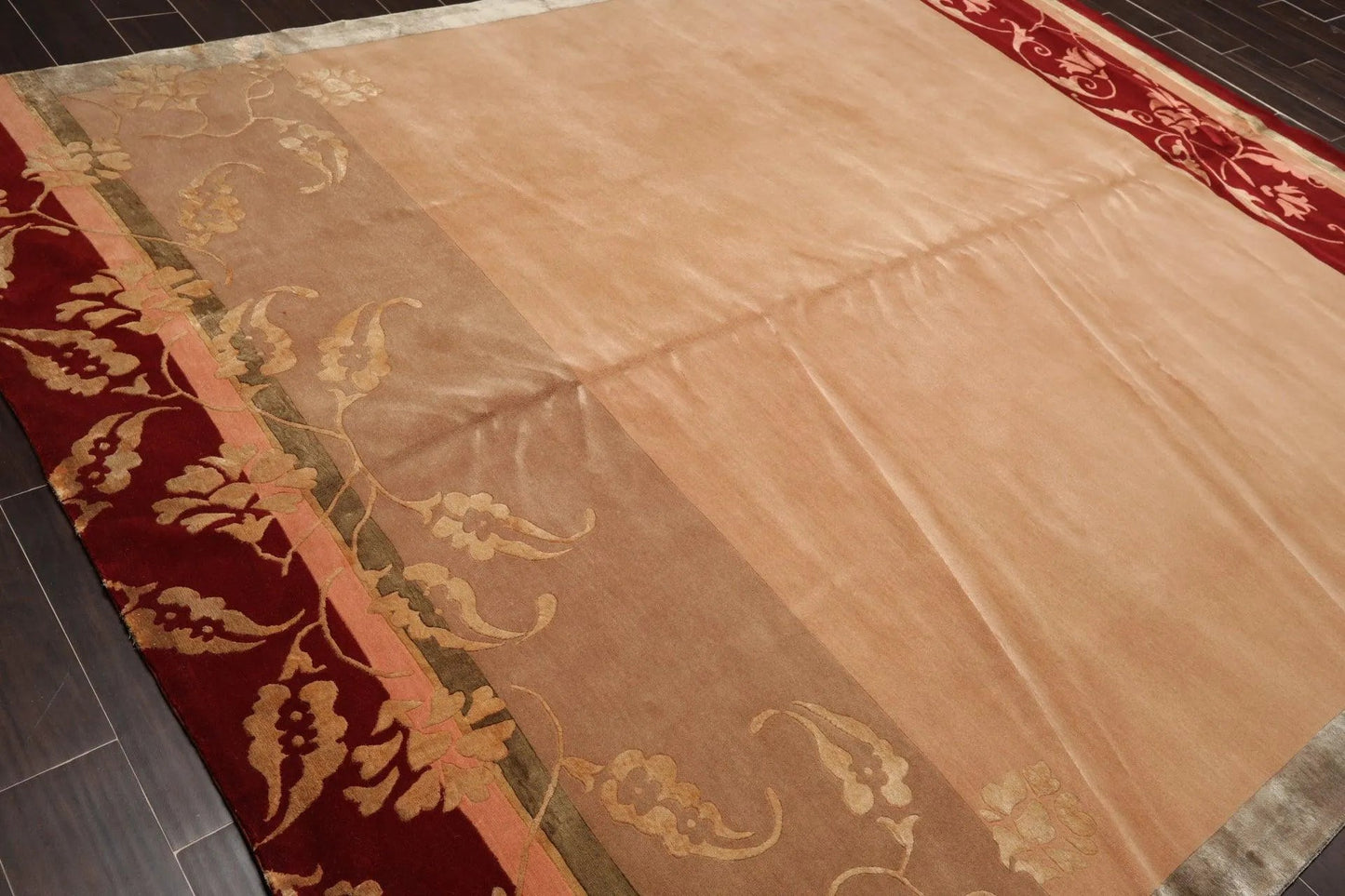 8' x 10' Hand Knotted Superfine Wool & Silk Tibetan Oriental Area Rug Tan-3