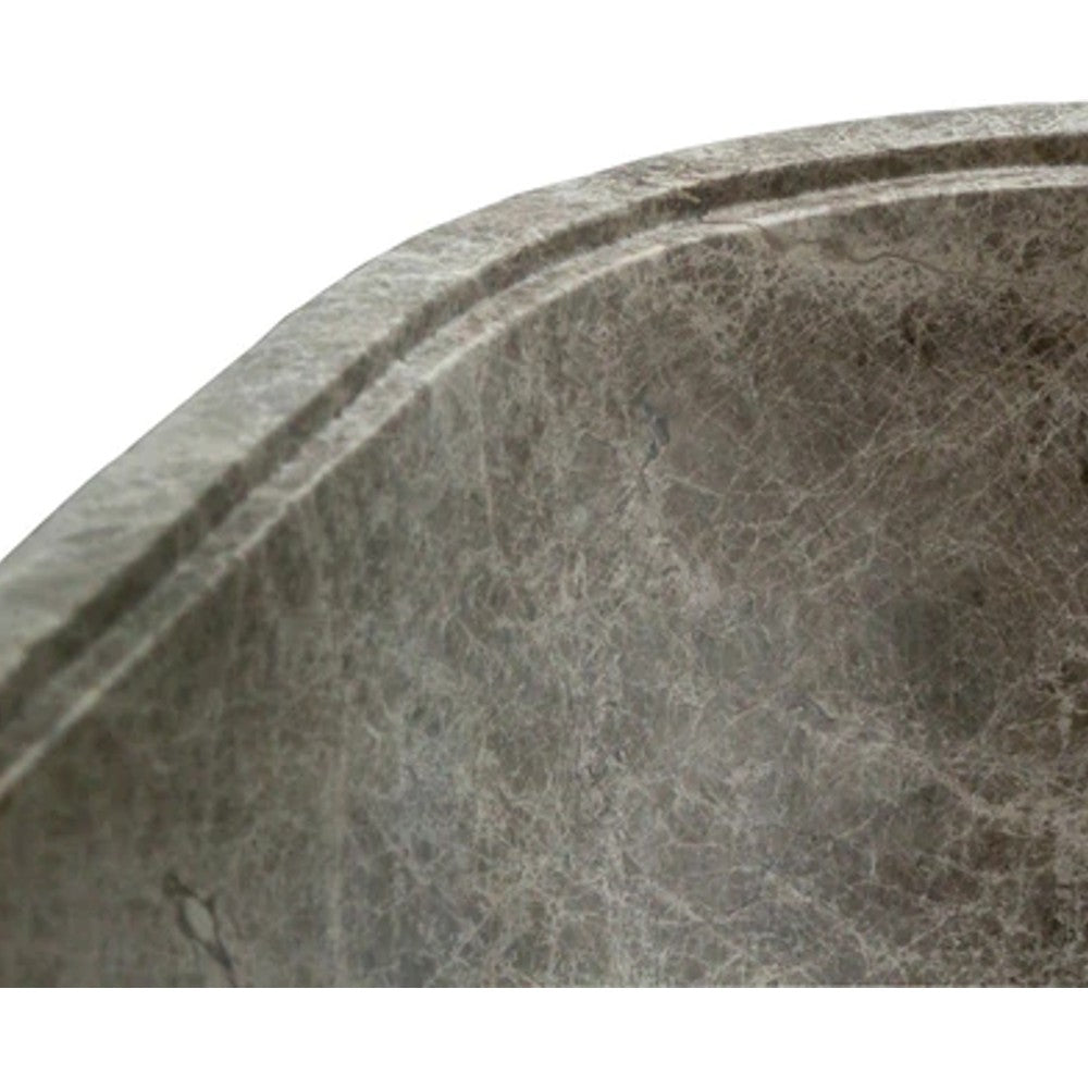 Tundra Gray Marble Freestanding Bathtub - Hand-Carved Matte Finish