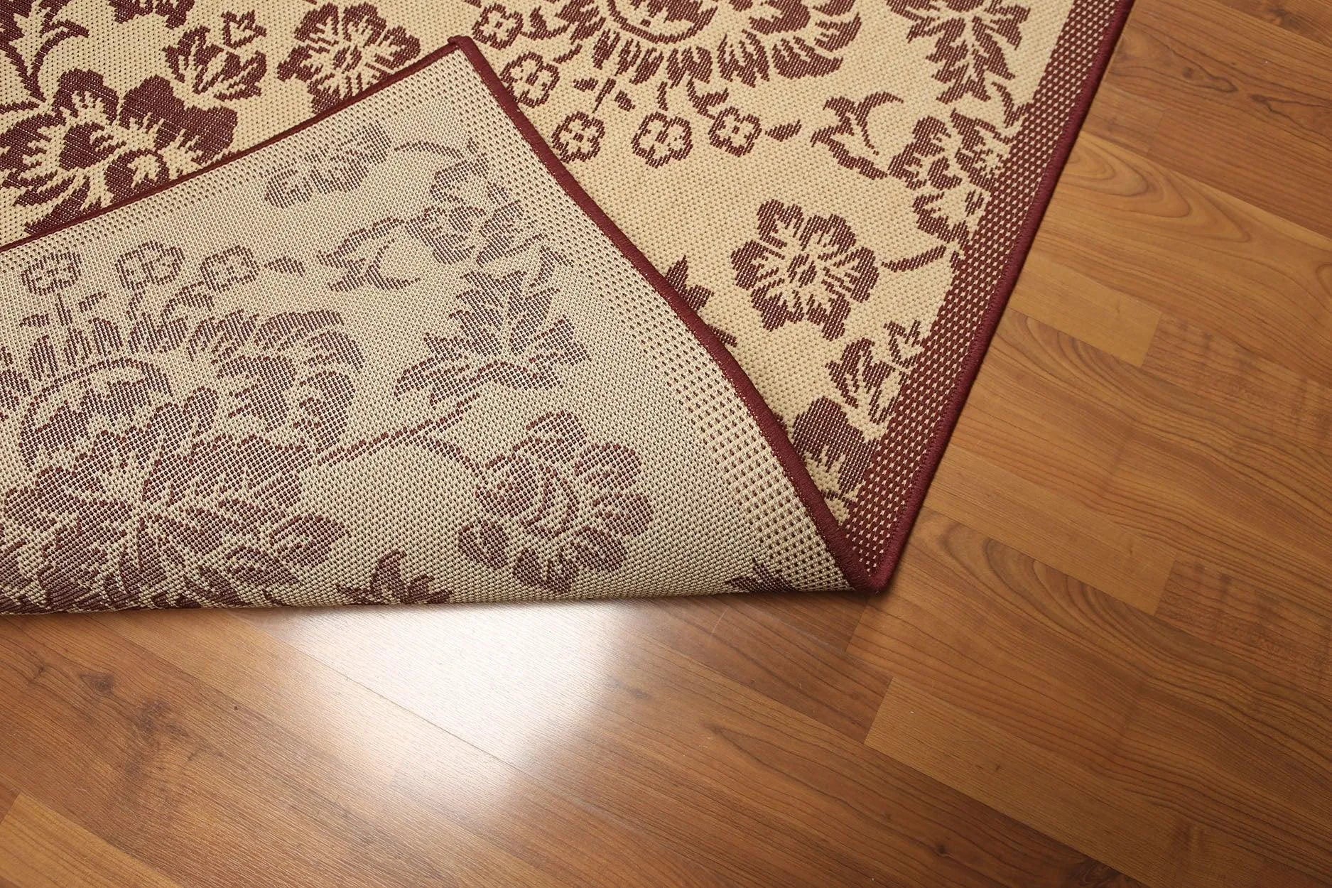 5'x7' Burgundy, Beige, Multi Color Turkish Dhurry Rug-2