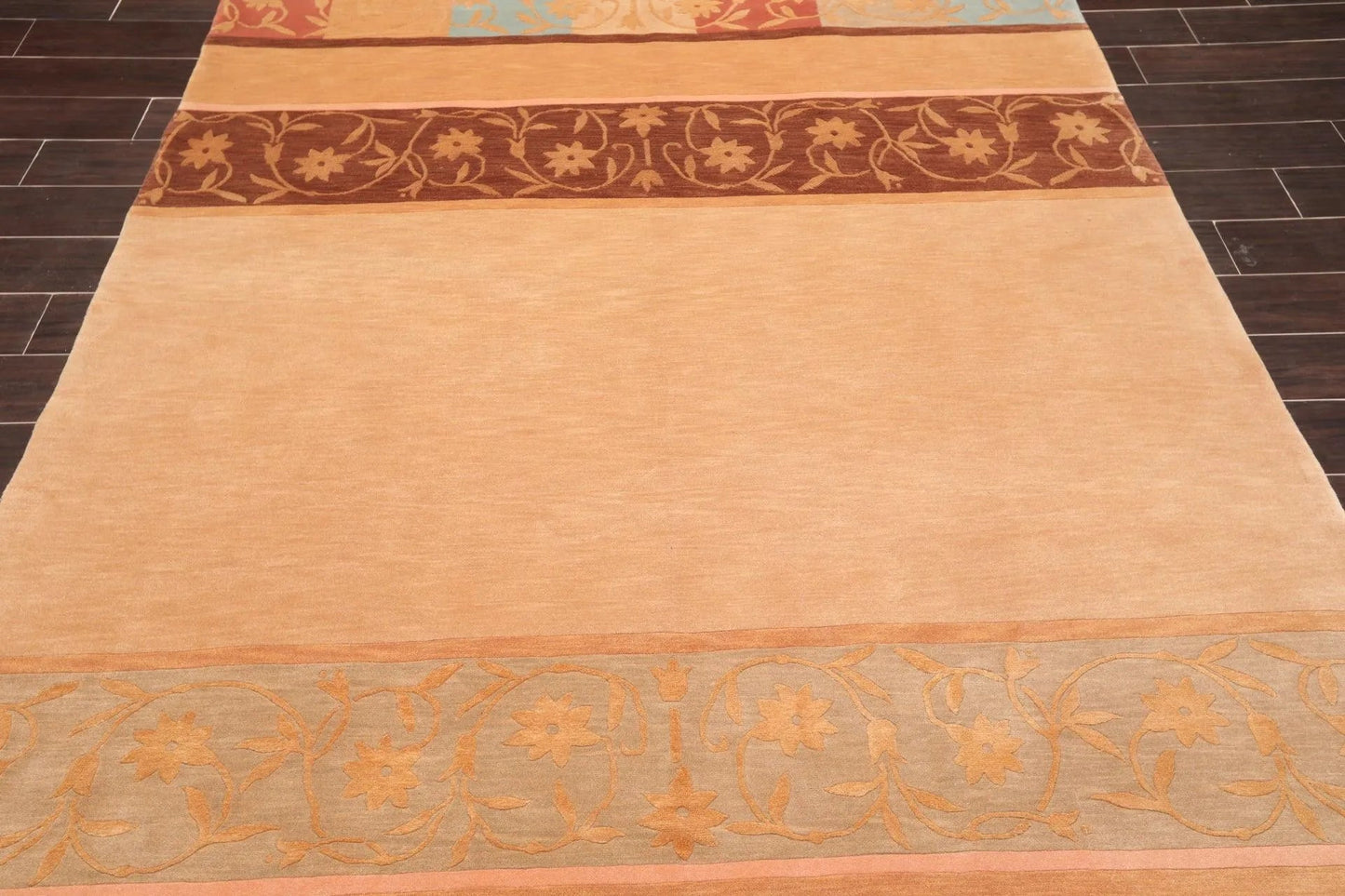 6' x 9' Hand Knotted Superfine Wool & Silk Tibetan Modern Area Rug Tan-4