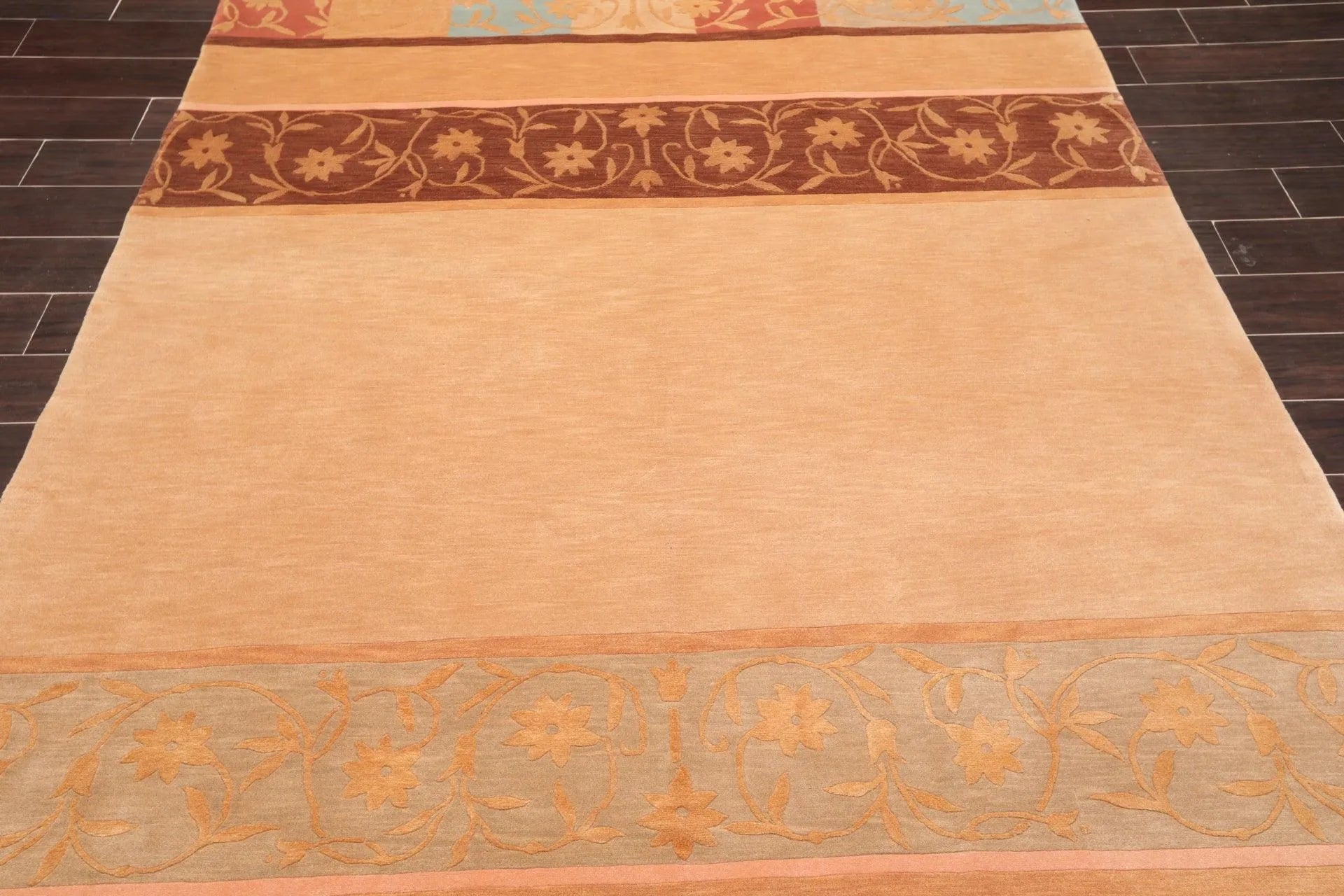 6' x 9' Hand Knotted Superfine Wool & Silk Tibetan Modern Area Rug Tan-4