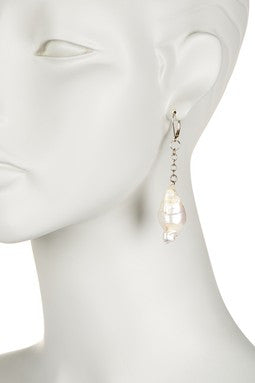 Jumbo Baroque Chinese Freshwater White Pearl Earrings-One of a kind-004-5