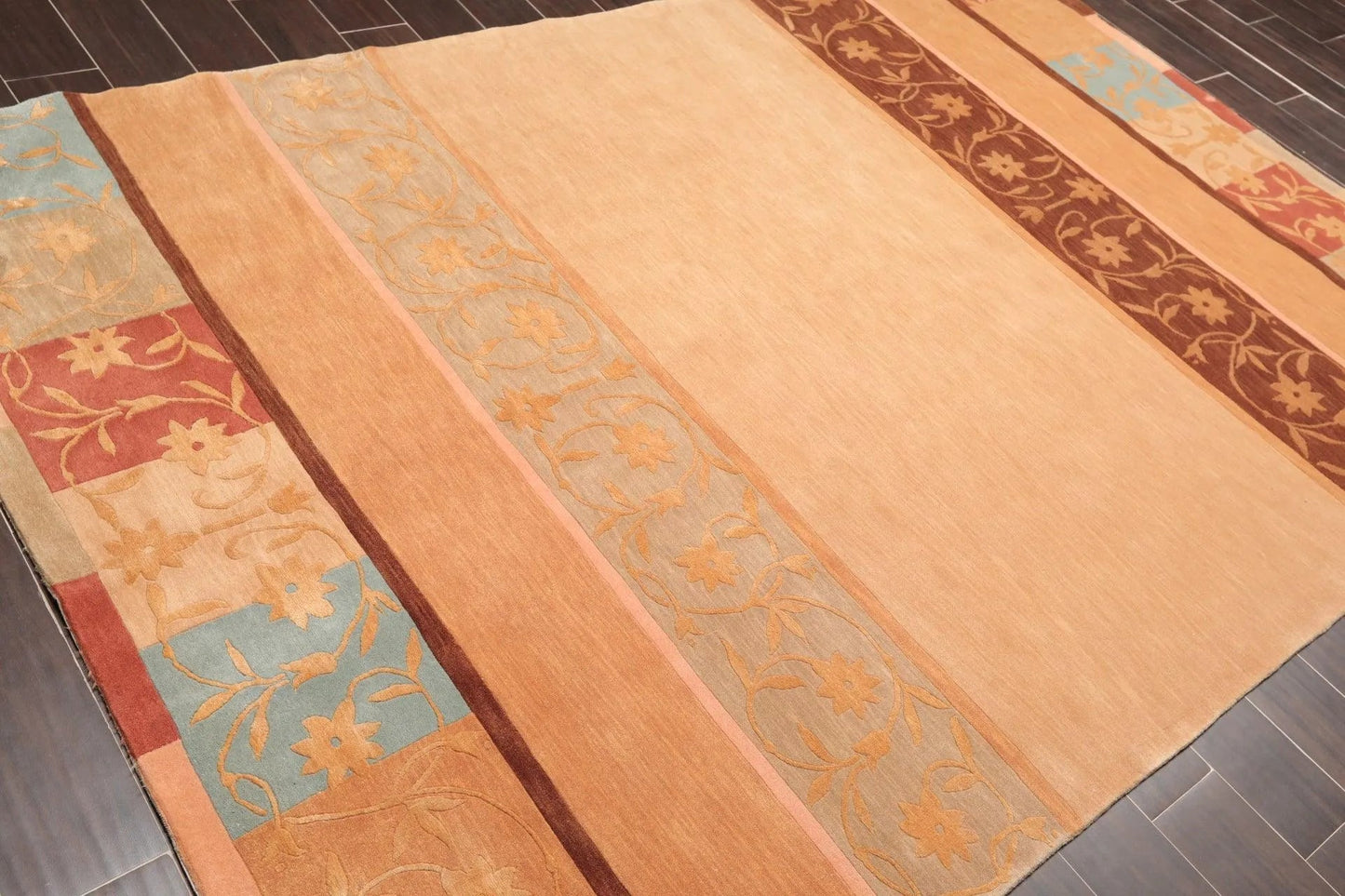 6' x 9' Hand Knotted Superfine Wool & Silk Tibetan Modern Area Rug Tan-3