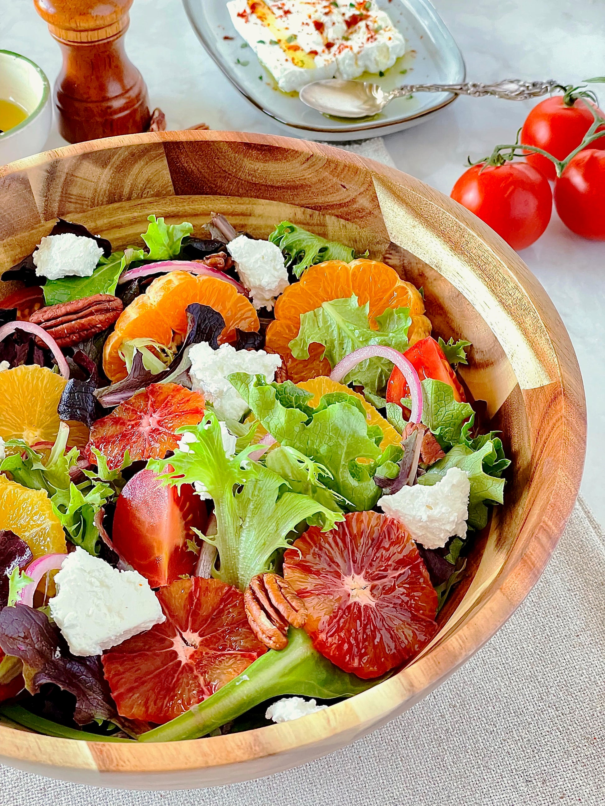 [ Set of 6 ] Zavis Green Acacia Wood Round Salad Bowl 8"  | Dishwasher Safe-4