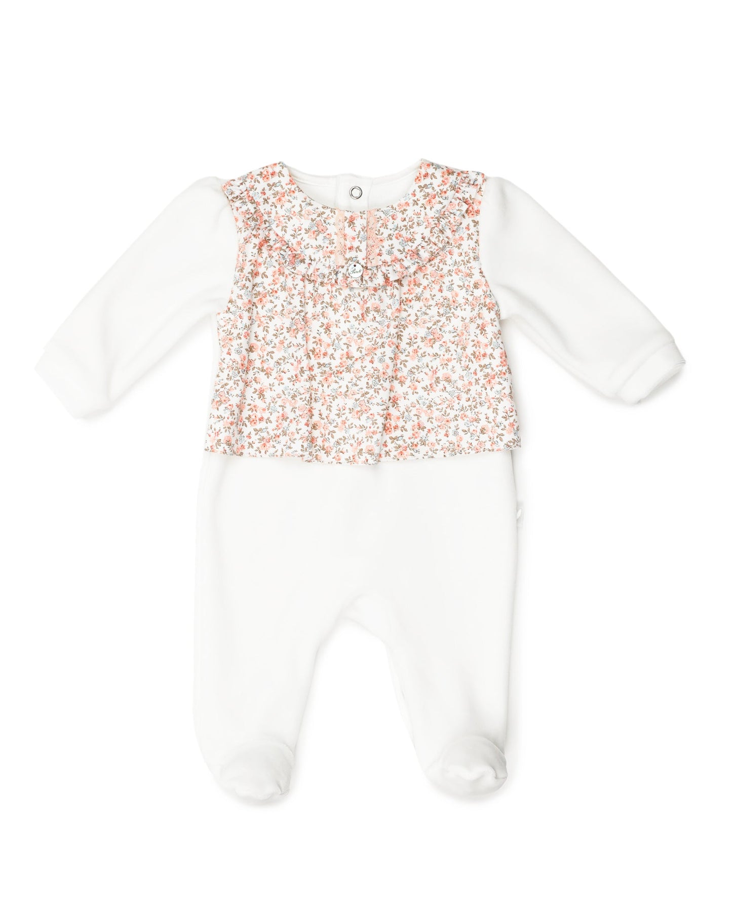 PURETE - Ivory Floral Velour Footie