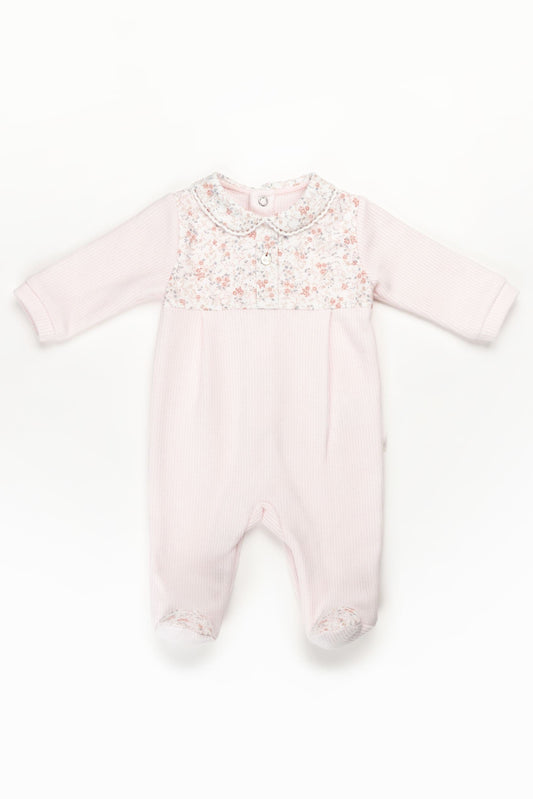 PURETE - Floral Pink Velour Footie