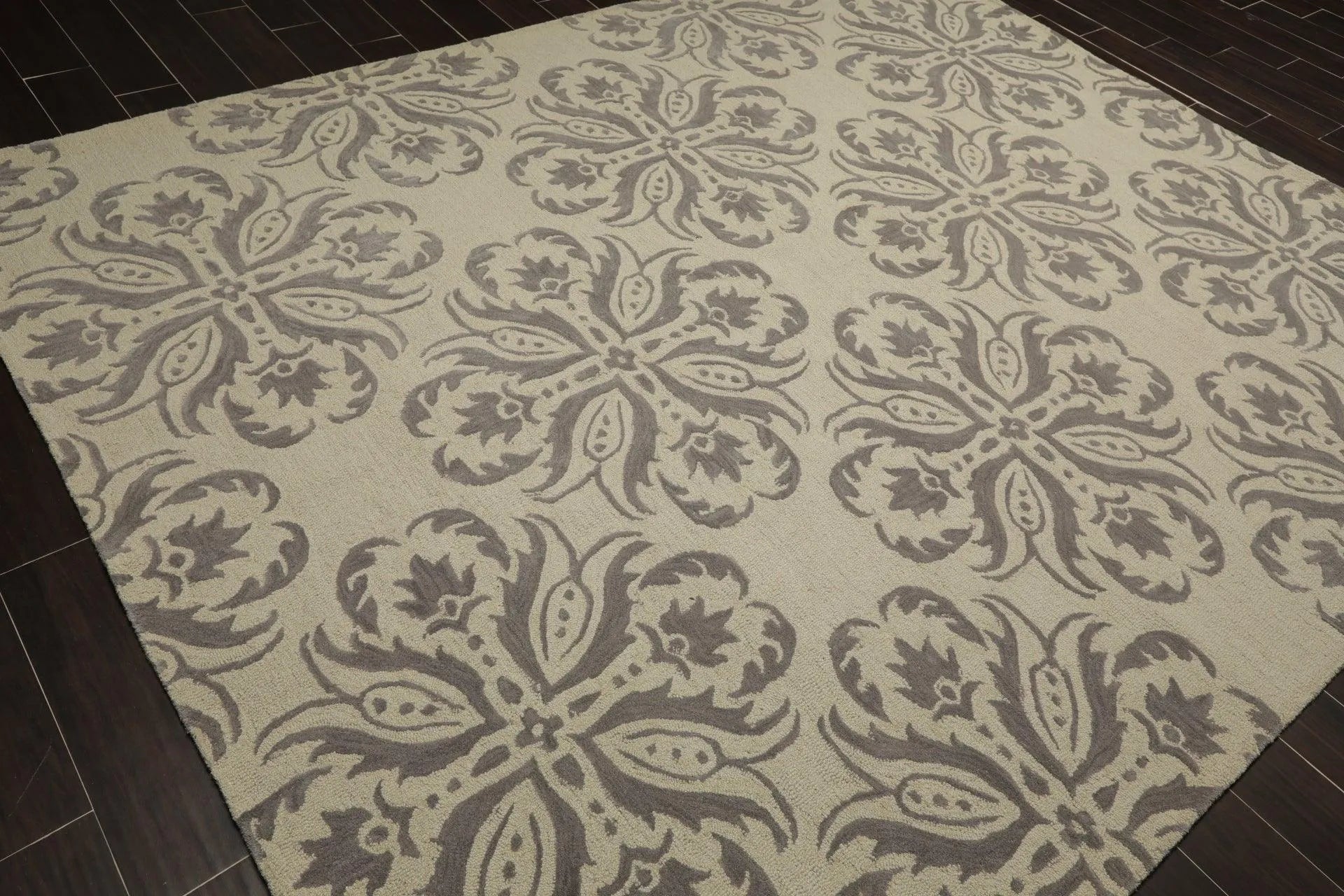 8' x 10' Handmade Wool Loop & Cut Pile Transitional Oriental Area rug Beige-3