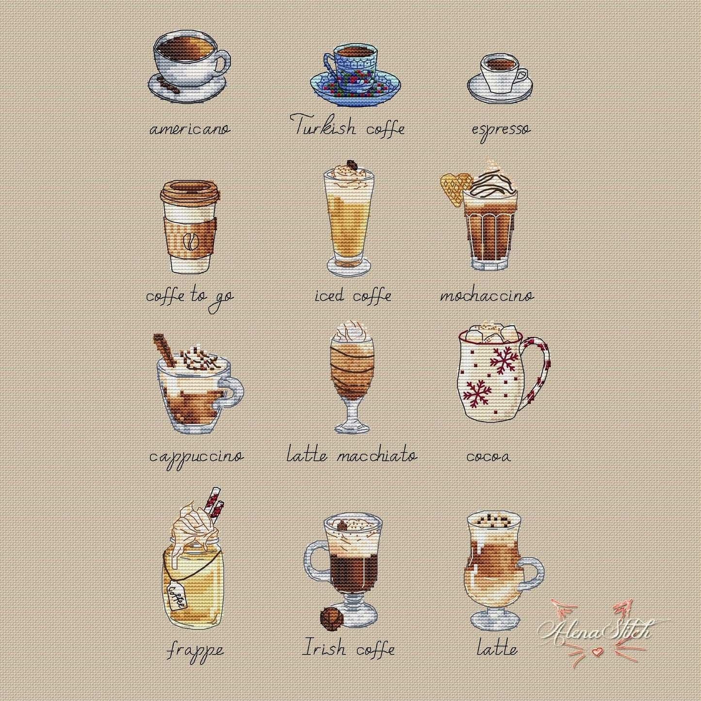 Coffee-set - PDF Cross Stitch Pattern-0
