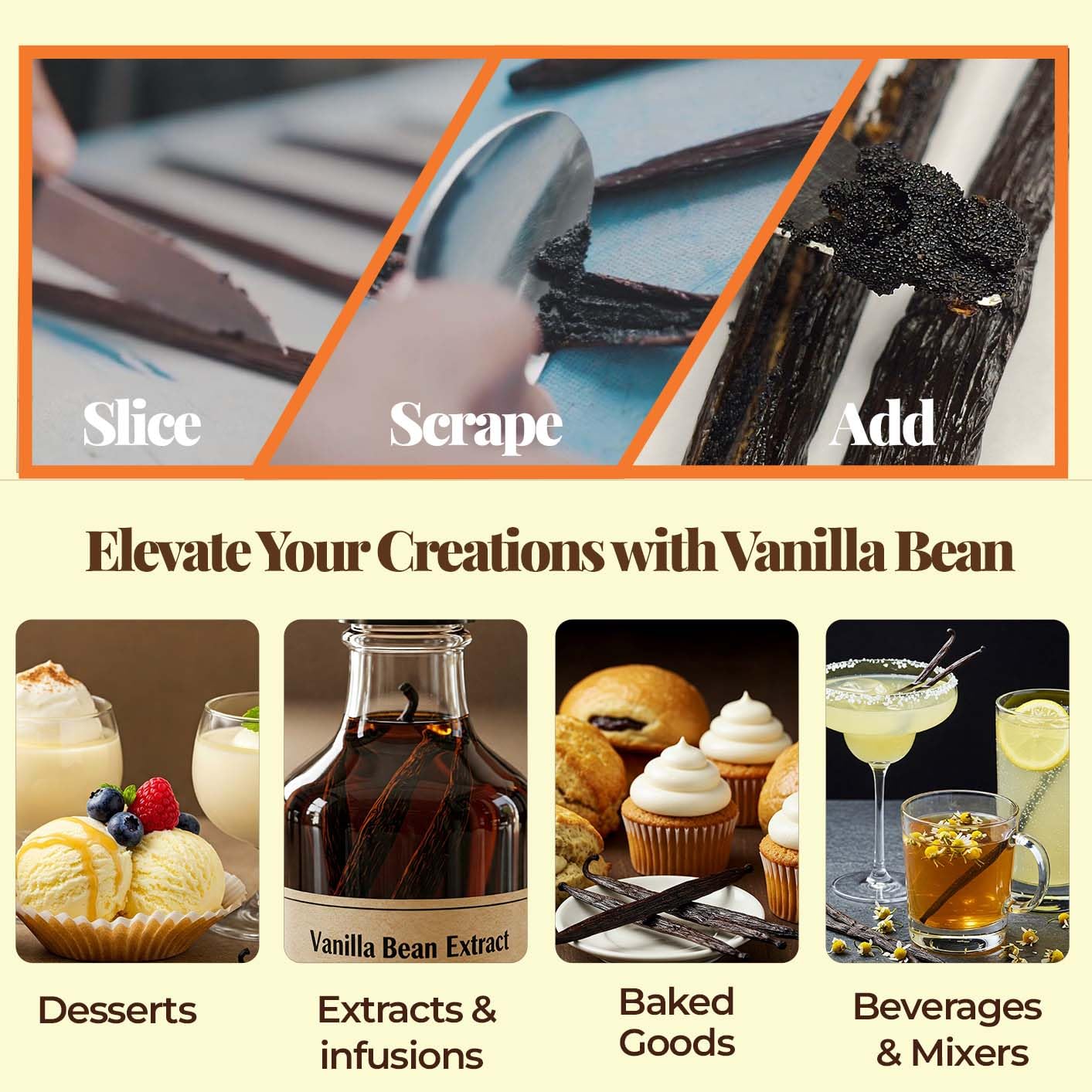 25 Premium Whole Ugandan Vanilla Beans Grade A  - For making Vanilla Extract