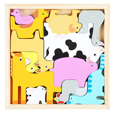 3D Cartoon Animal Wooden Puzzle
