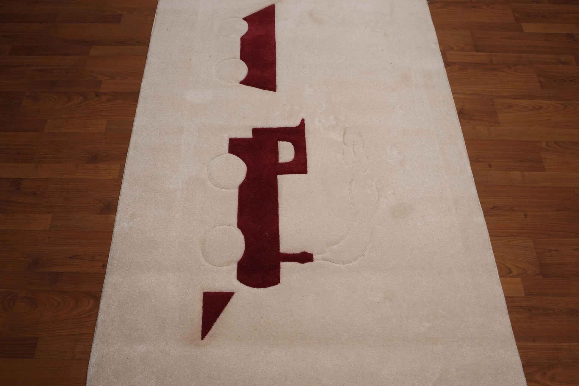 4' x 6' Modern 100% wool Pile area rug  Abstract Beige-4