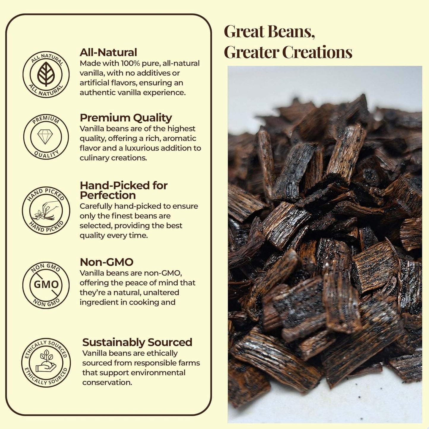 Grade B Vanilla Bean Cuts – 1 lb | Pre-Cut for Extract, Baking & Infusions