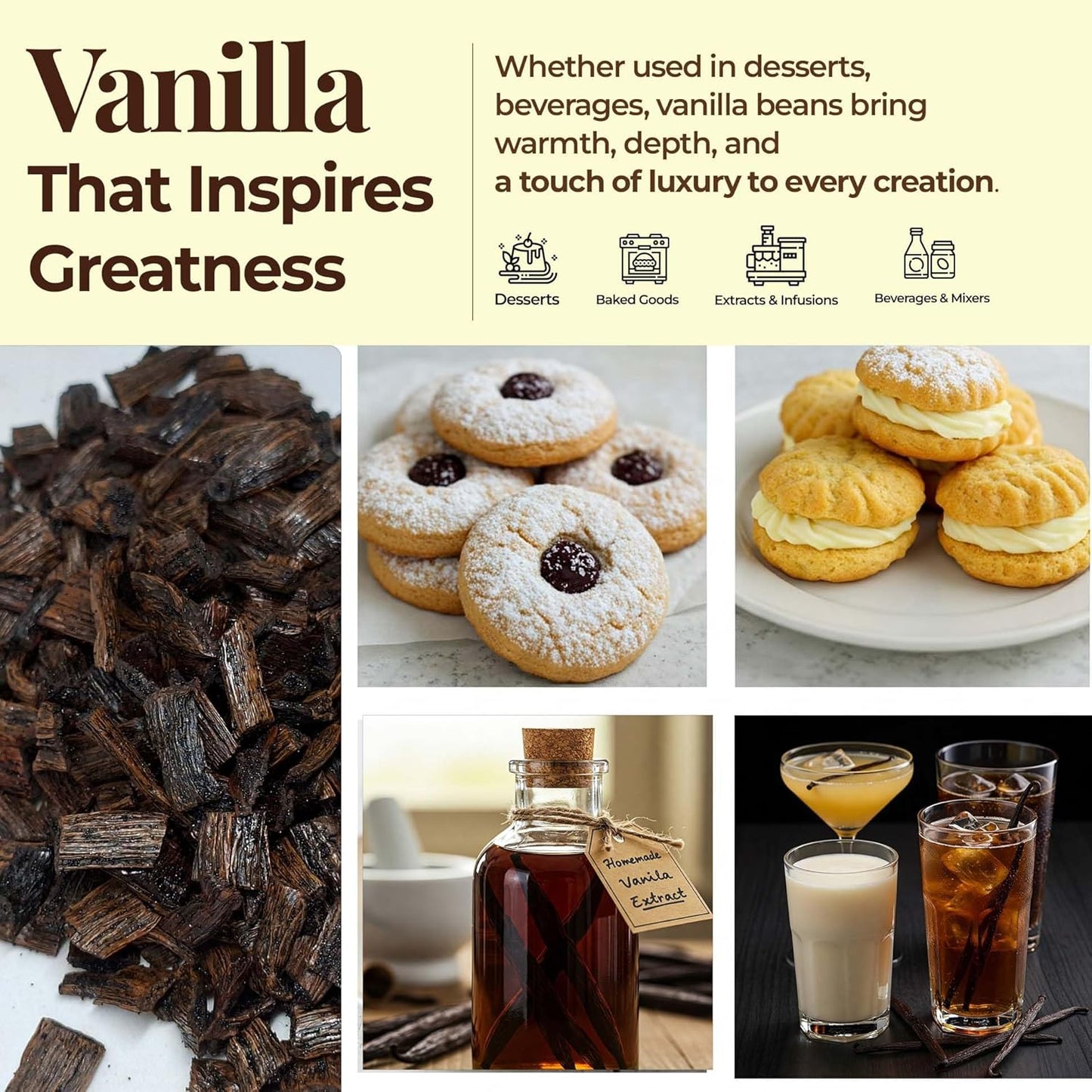 Grade B Vanilla Bean Cuts – 1 lb | Pre-Cut for Extract, Baking & Infusions
