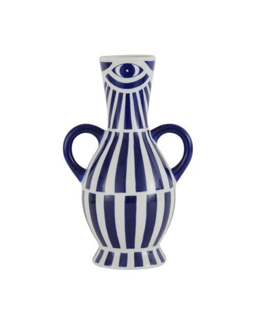 Vase White Blue BY FANCY HOME