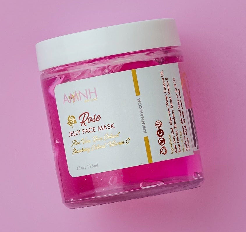 Rose Jelly Face Mask-vegan organic jelly face mask - AMINNAH - cruelty-free woman owned brand