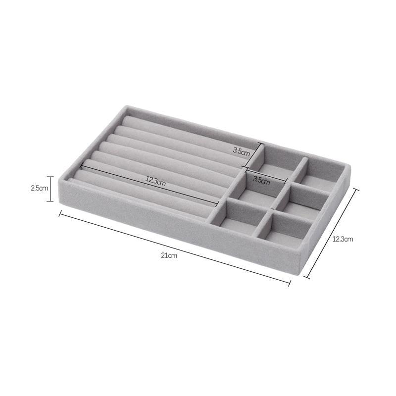 Velvet Jewelry Tray Handicraft Accessories Storage Ring Earring Necklace Finished Product Display Box Grey Beige Organizer Jewelry Storage Organizer Drawer Tray for Necklaces, Rings, Bracelets and Earrings