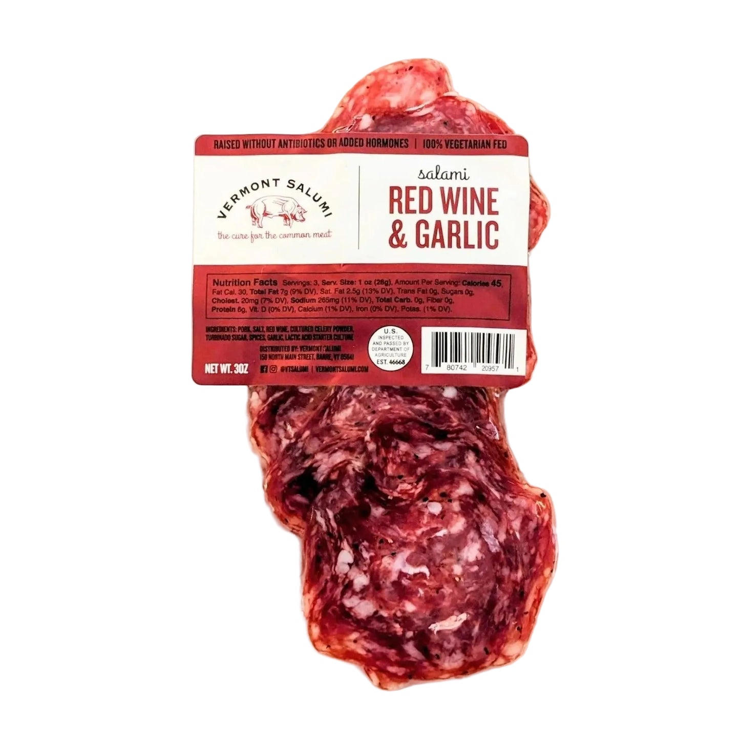 Vermont Salumi - 'Red Wine & Garlic' Pre-Sliced Salami (3OZ)