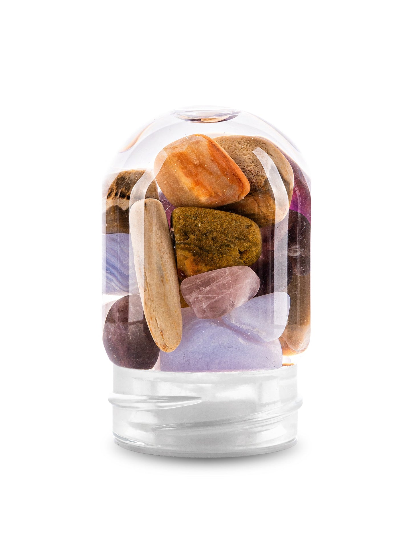 GemPod FIVE ELEMENTS | Amethyst, Chalcedony, Petrified Wood, Rose Quartz & Agate