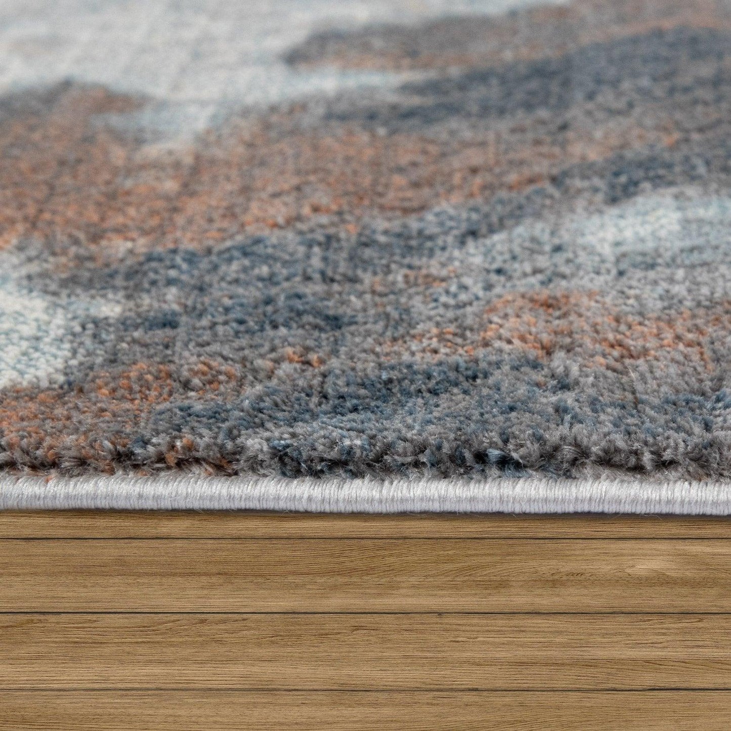 Vintage Rug Low-Pile Abstract Pattern In Brown Cream-1