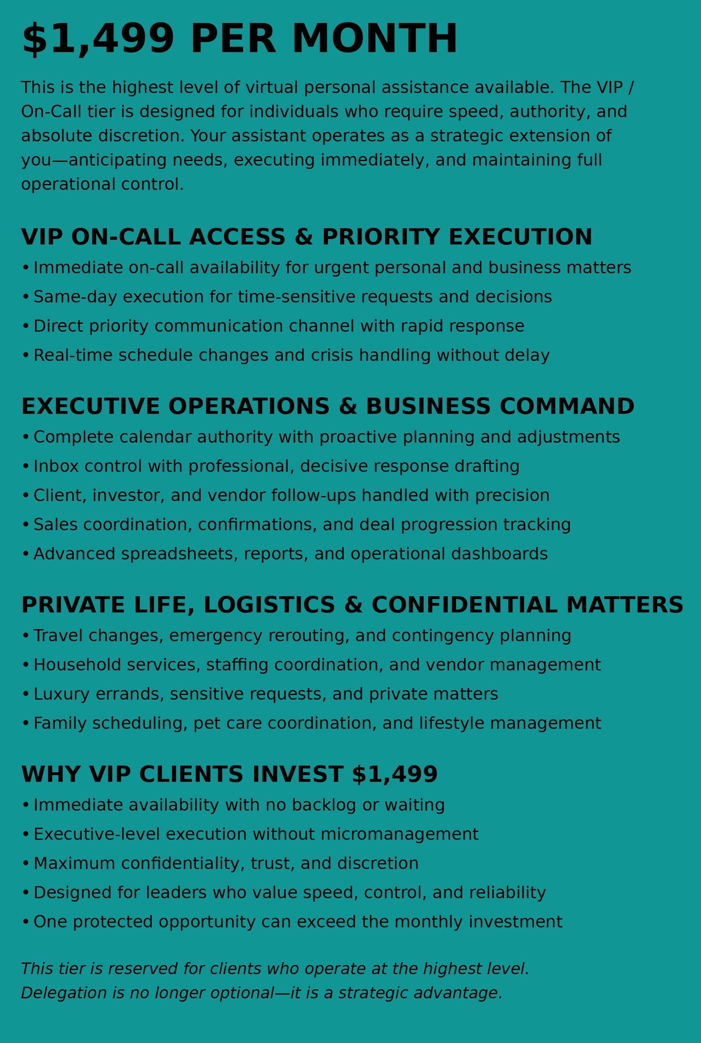 VIP / ON-CALL VIRTUAL PERSONAL ASSISTANT