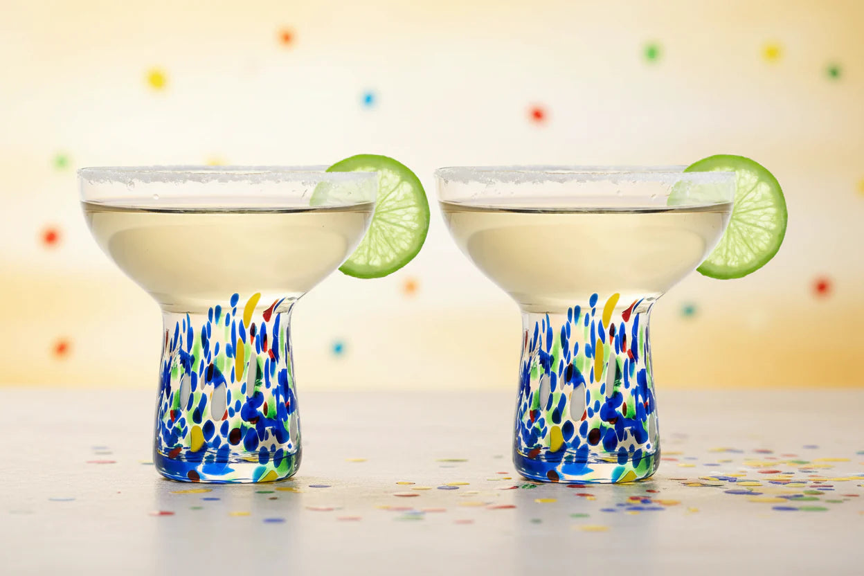 Set of 2-14oz Luxury Hand Blown Large Stemless Margarita Glasses