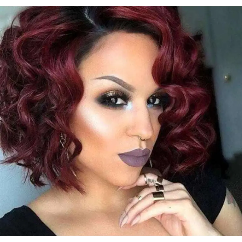 Voluminous Burgundy Curly European Beauty Wig