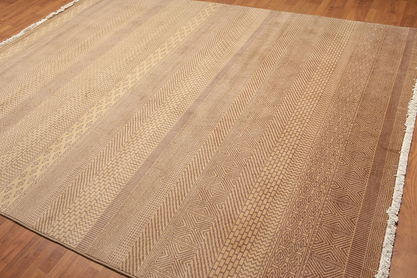 8' x 10' Hand Knotted Contemporary 100% Wool Pile Area Rug Tan-3