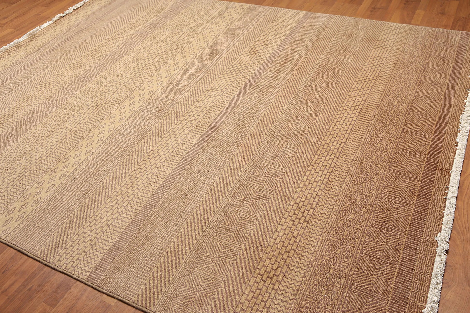 8' x 10' Hand Knotted Contemporary 100% Wool Pile Area Rug Tan-3