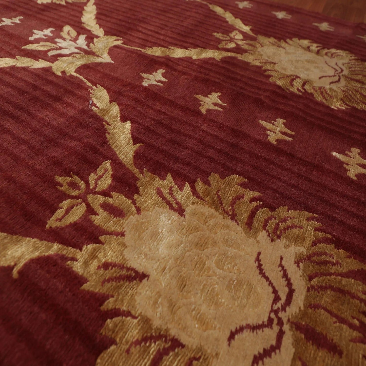 6' x 9' Couristan Hand Knotted Wool & Silk S.fine Damask Tibetan Area Rug Rust-1