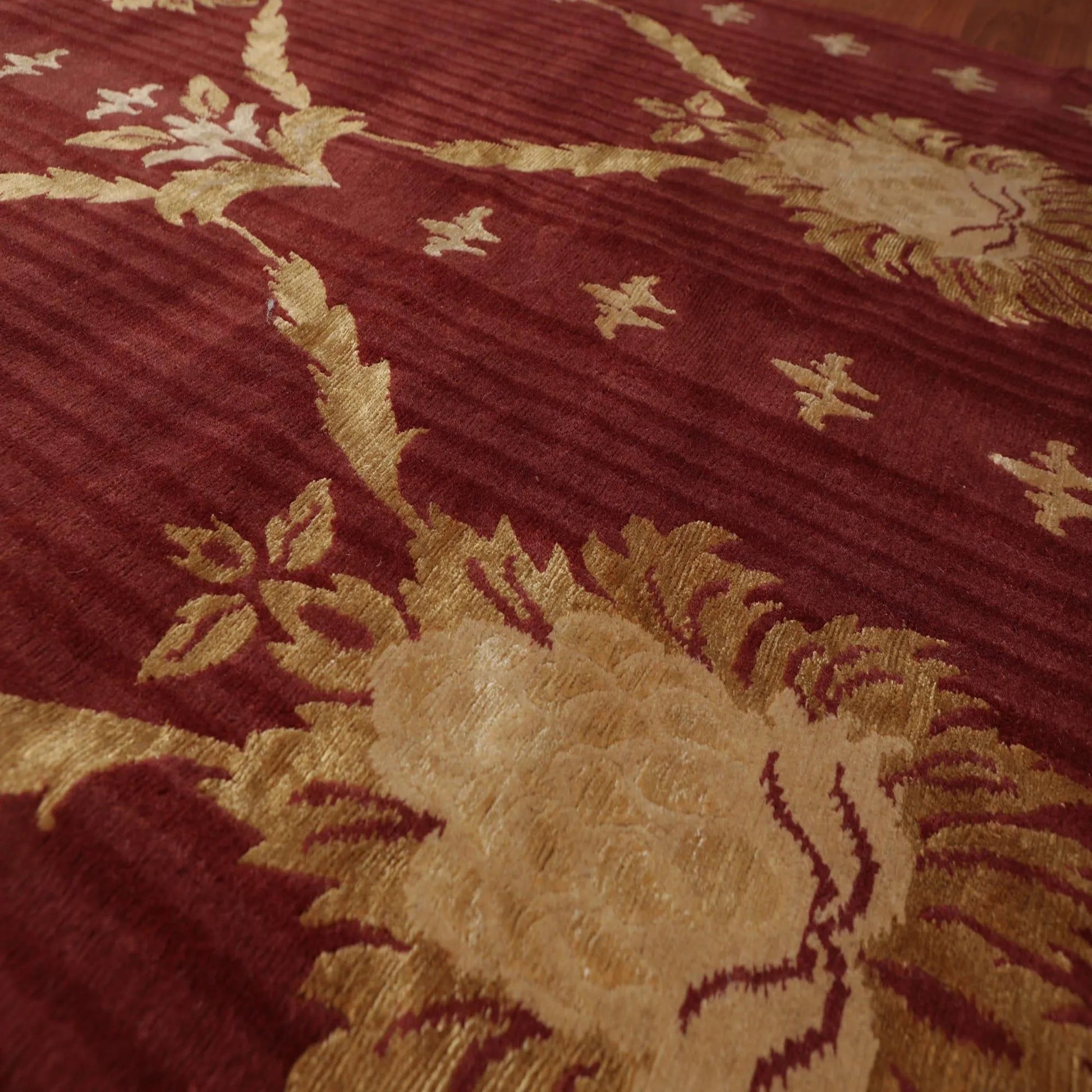 6' x 9' Couristan Hand Knotted Wool & Silk S.fine Damask Tibetan Area Rug Rust-1