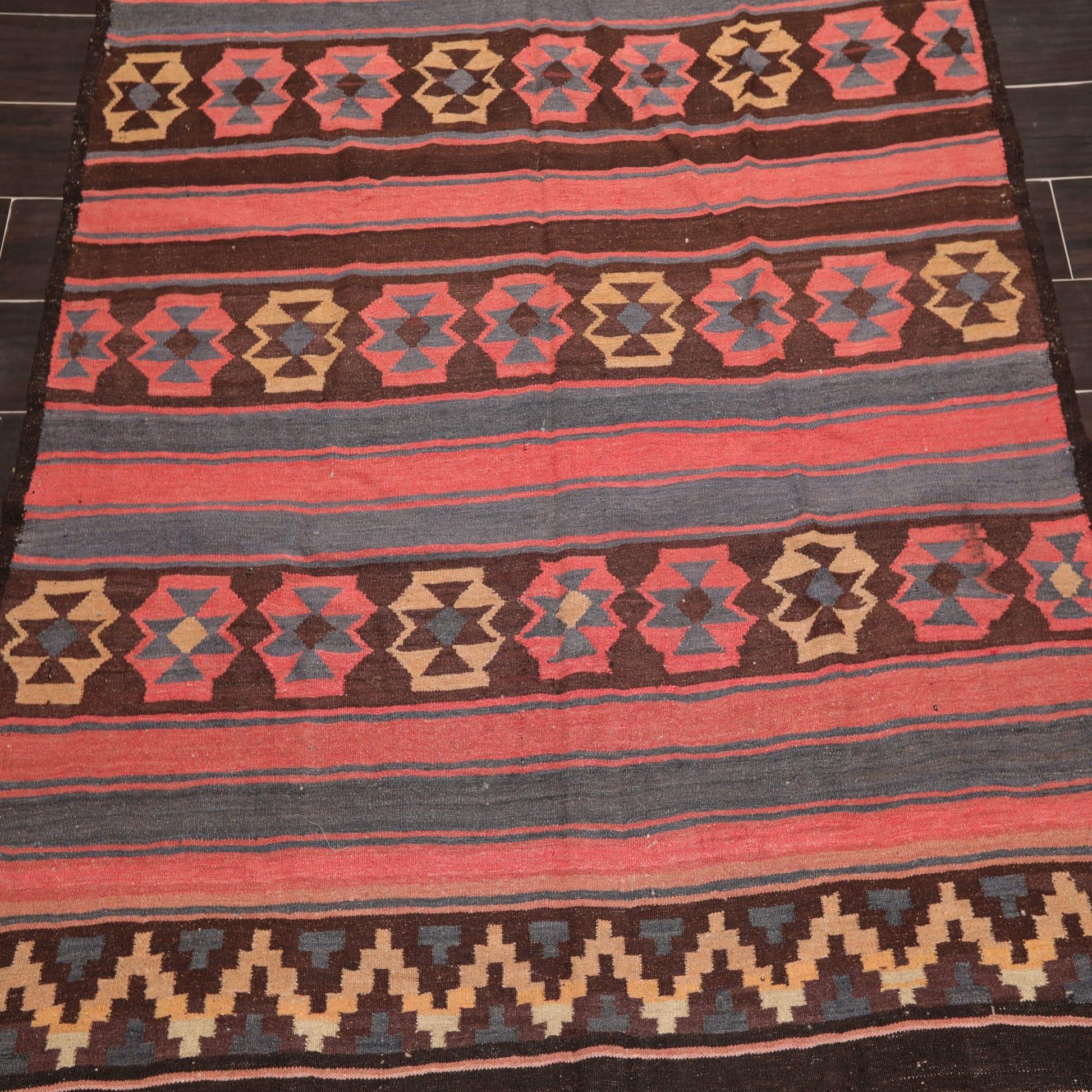 5'5" x 11'6" Vintage Hand-Woven Southwestern Kilim Oriental Area Rug Runner Rose-4