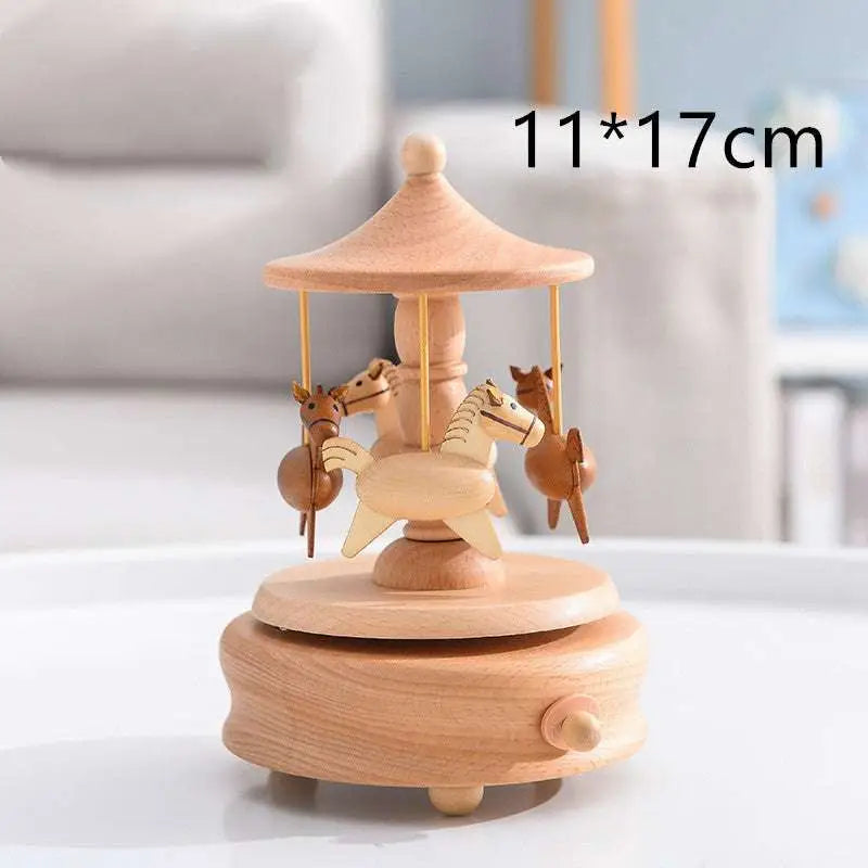 Wedding Rocking Horse Wooden Rotating Music Box