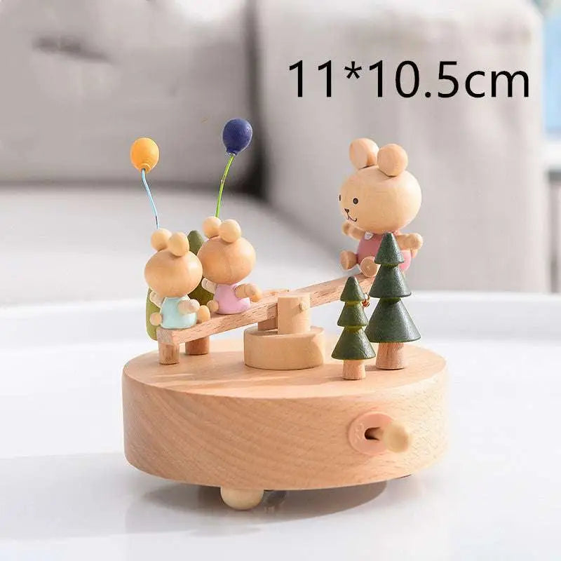 Wedding Rocking Horse Wooden Rotating Music Box