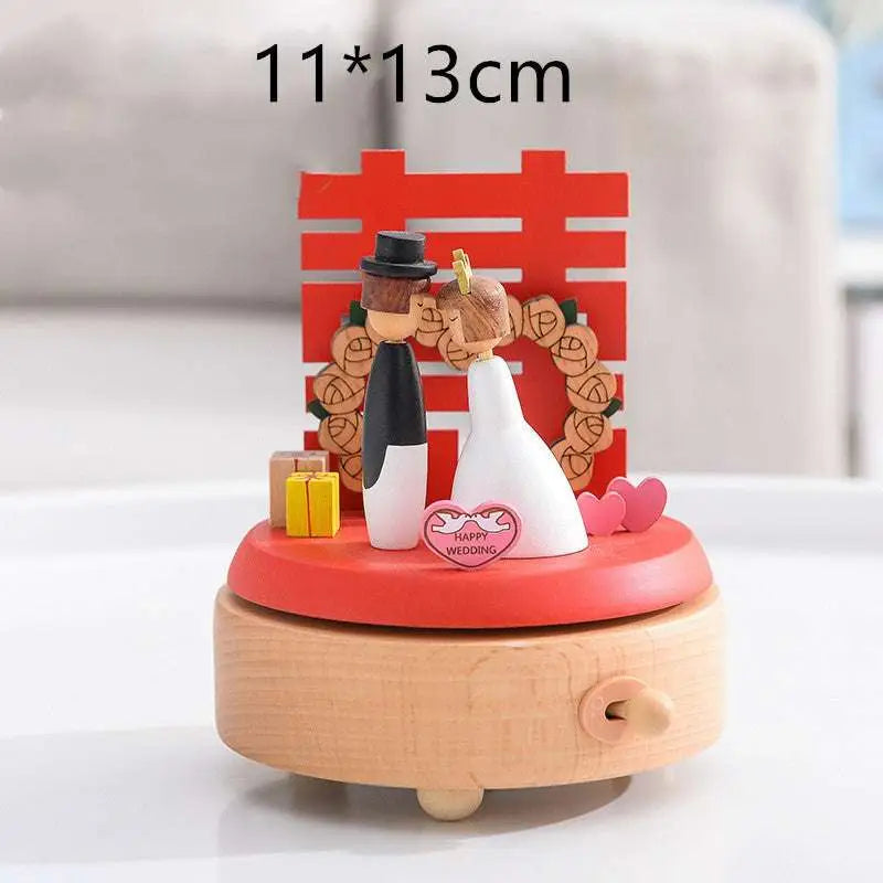 Wedding Rocking Horse Wooden Rotating Music Box