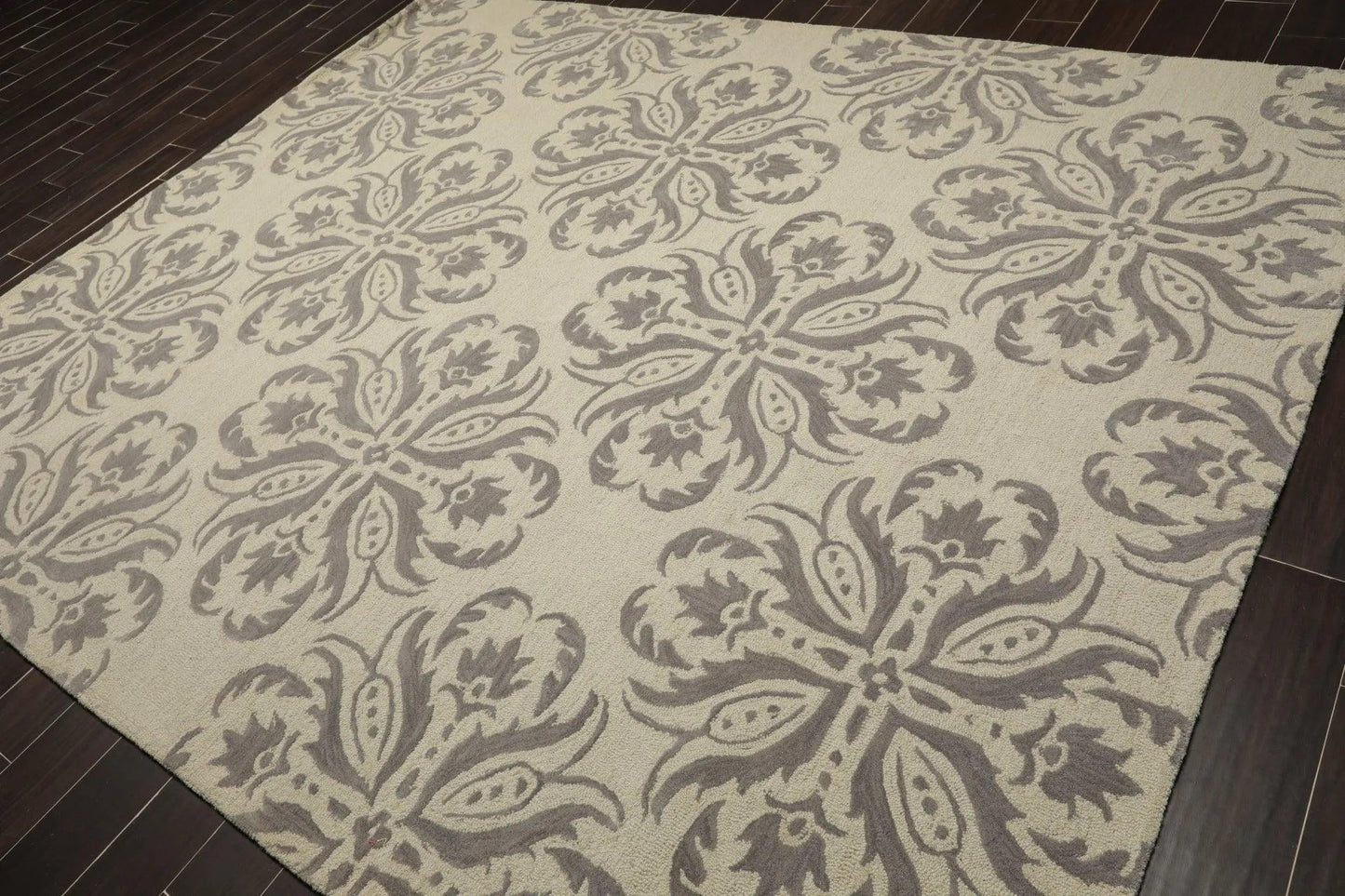 8' x 10' Handmade Wool Loop & Cut Pile Transitional Oriental Area rug Beige-2