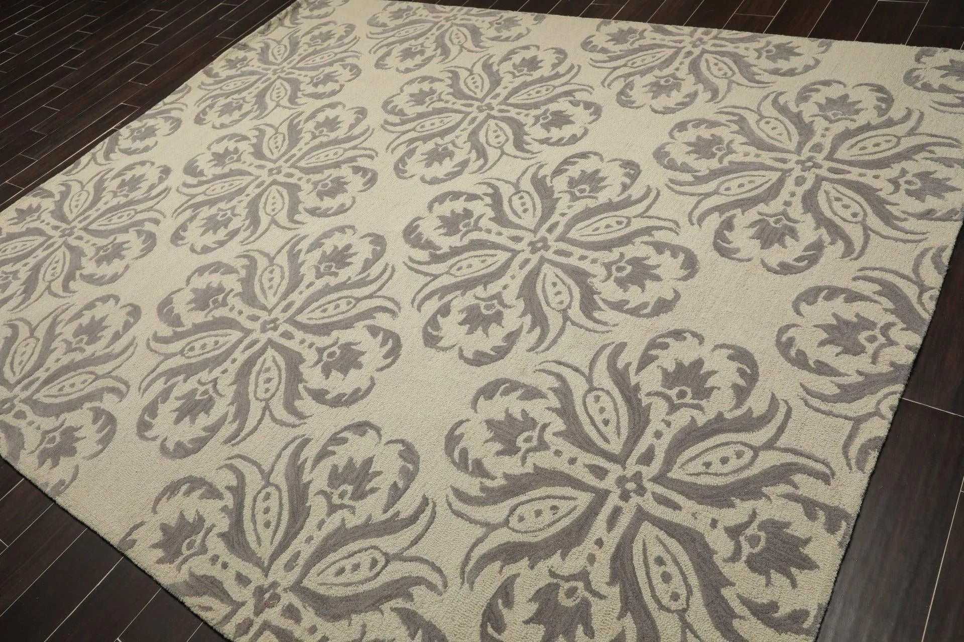 8' x 10' Handmade Wool Loop & Cut Pile Transitional Oriental Area rug Beige-2