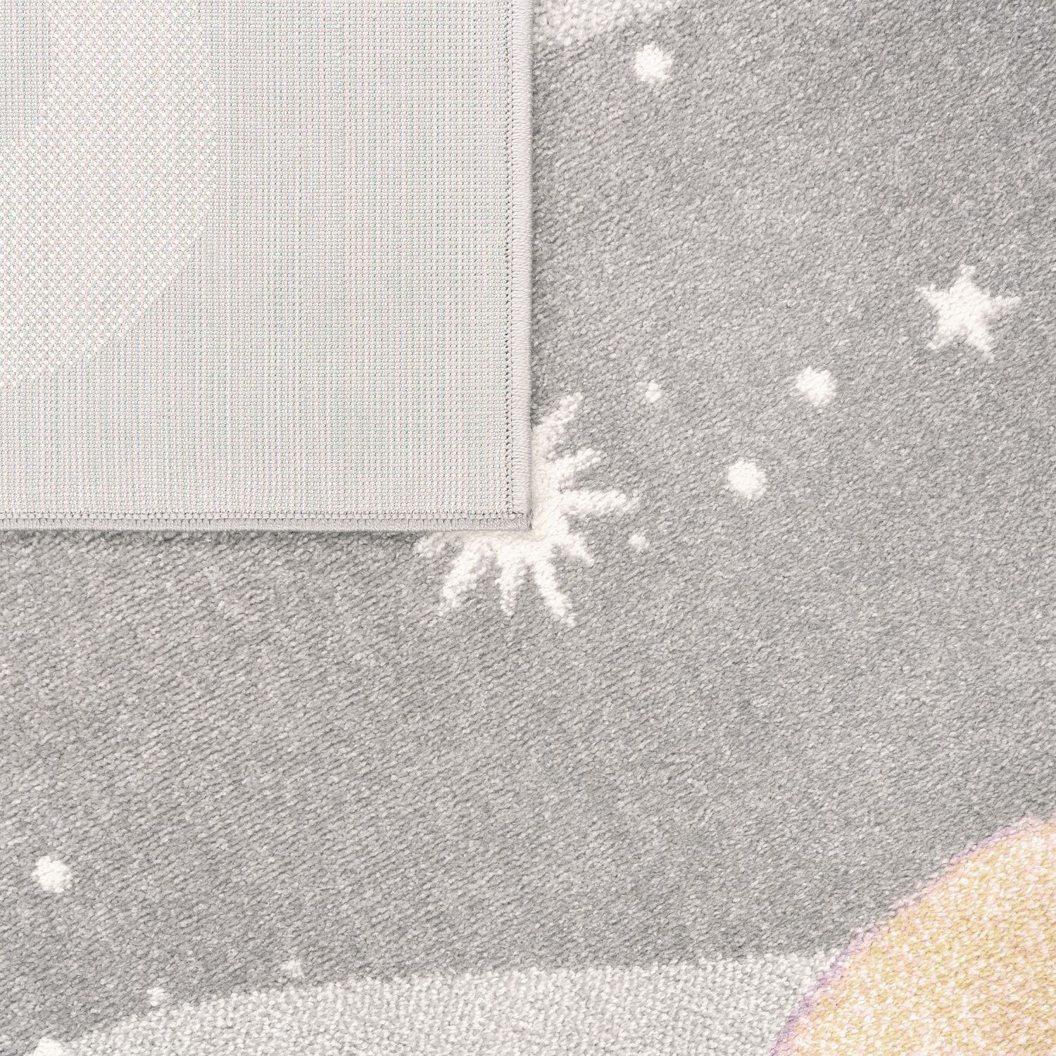 Kids Rug Nino Space with pastel colored Planets and Stars in Grey-3