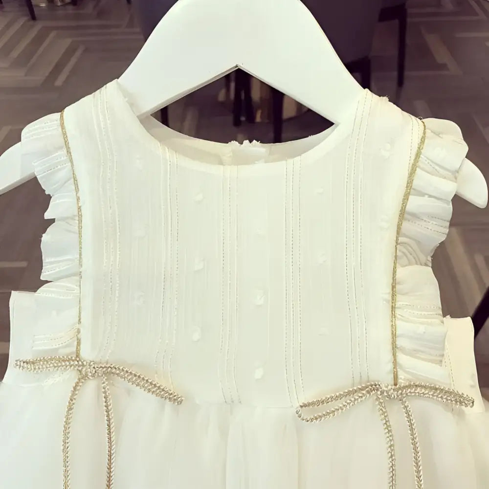 White Beaded Star Baby Gauze Dress Summer Princess Dress