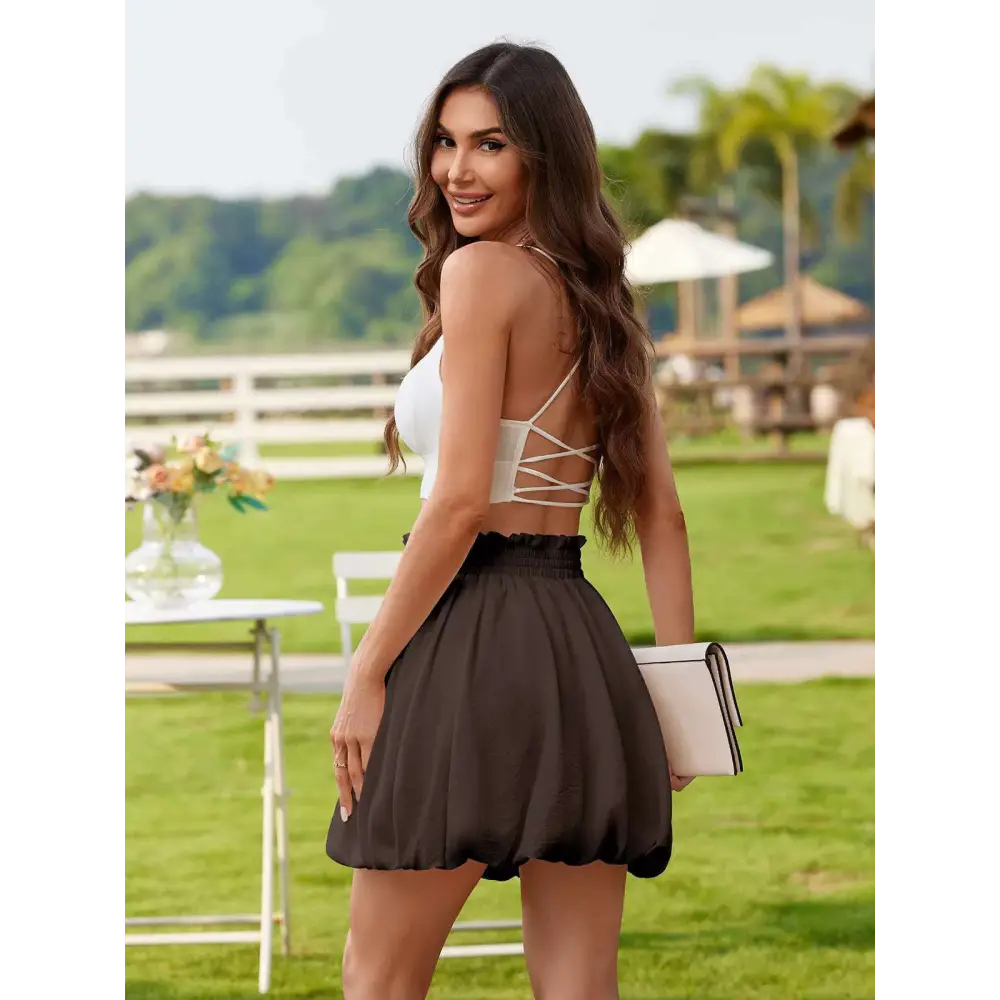 White Casual Graceful Ruffled Mini Skirt