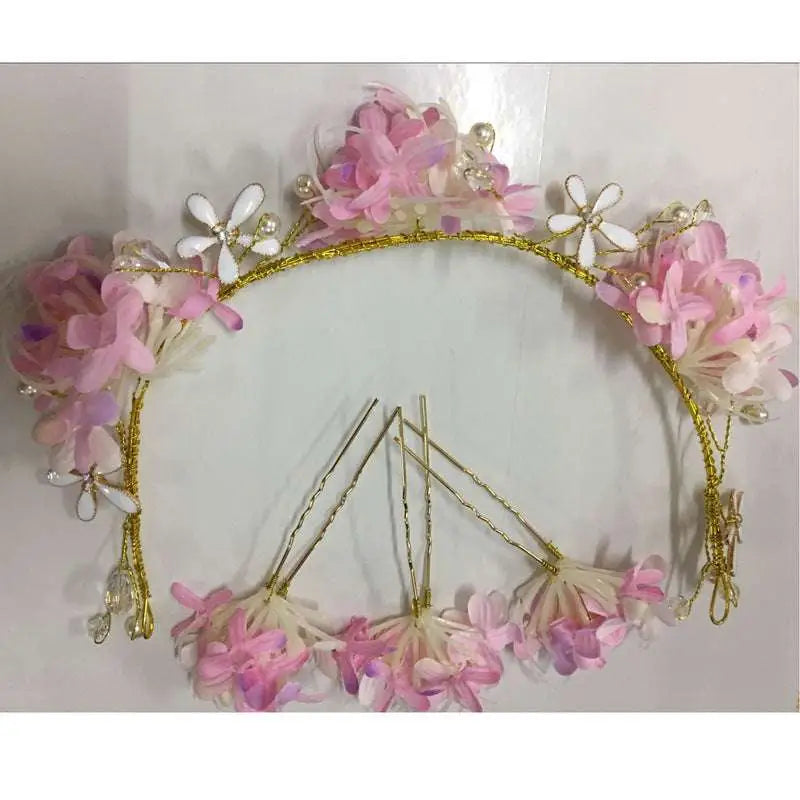 White Floral Crystal Handmade Wreath Headwear