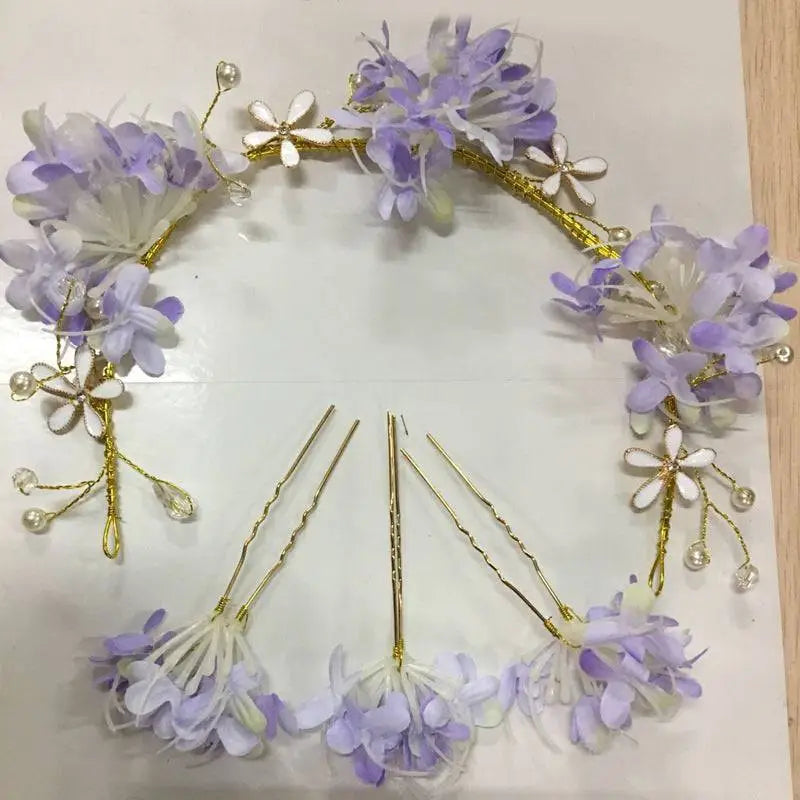 White Floral Crystal Handmade Wreath Headwear