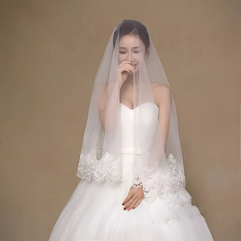 White Lace Floral Wholesale White Bride Veil