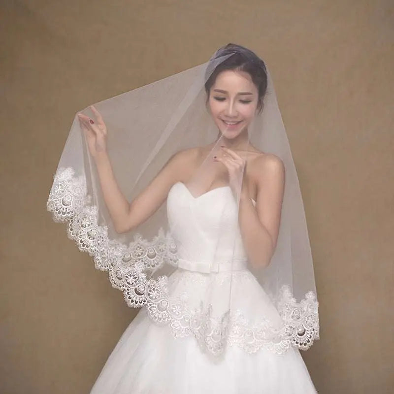 White Lace Floral Wholesale White Bride Veil