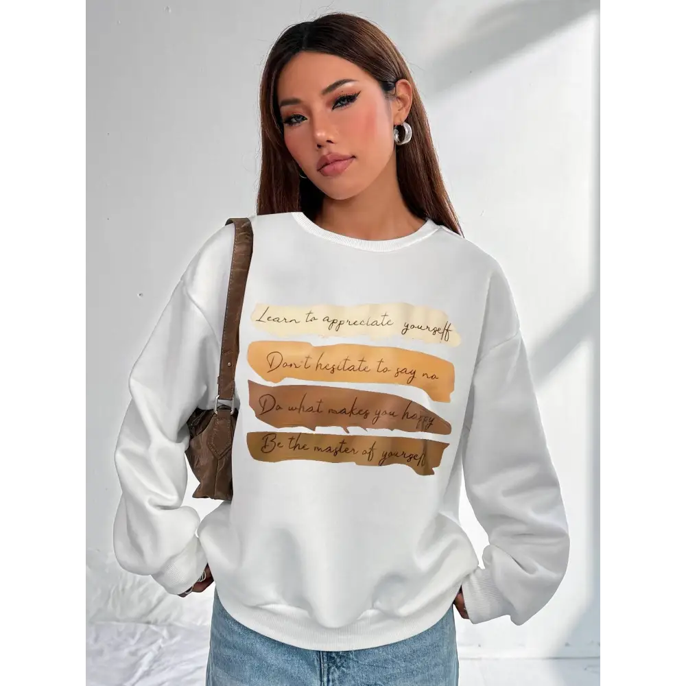 White Oversized Long Sleeve Sweatshirt