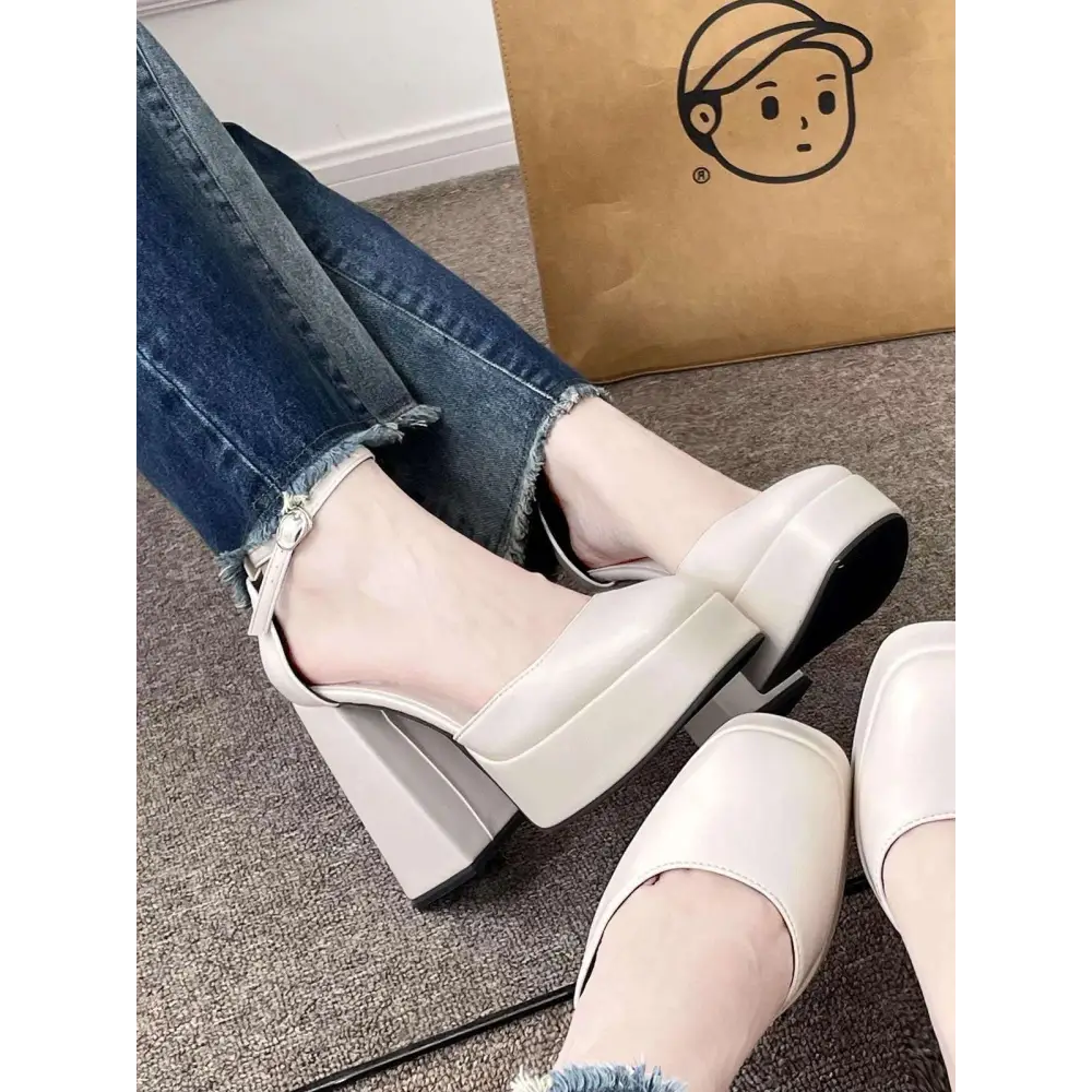 White Patent Super High Heel Platform Mary Janes