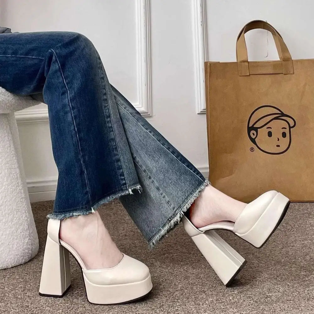 White Patent Super High Heel Platform Mary Janes