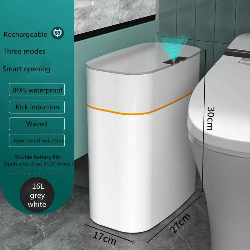 White Smart Trash Can for Living Room Kitchen