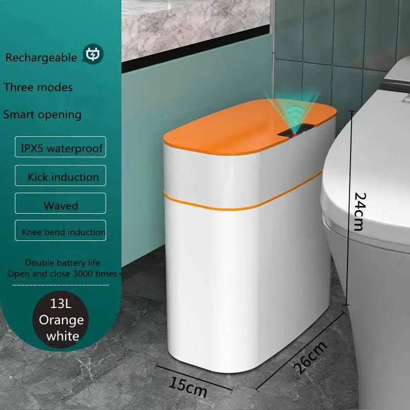 White Smart Trash Can for Living Room Kitchen