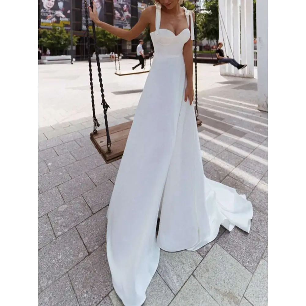 White Strapless Wedding Gown eBay Sexy Sling High Slit