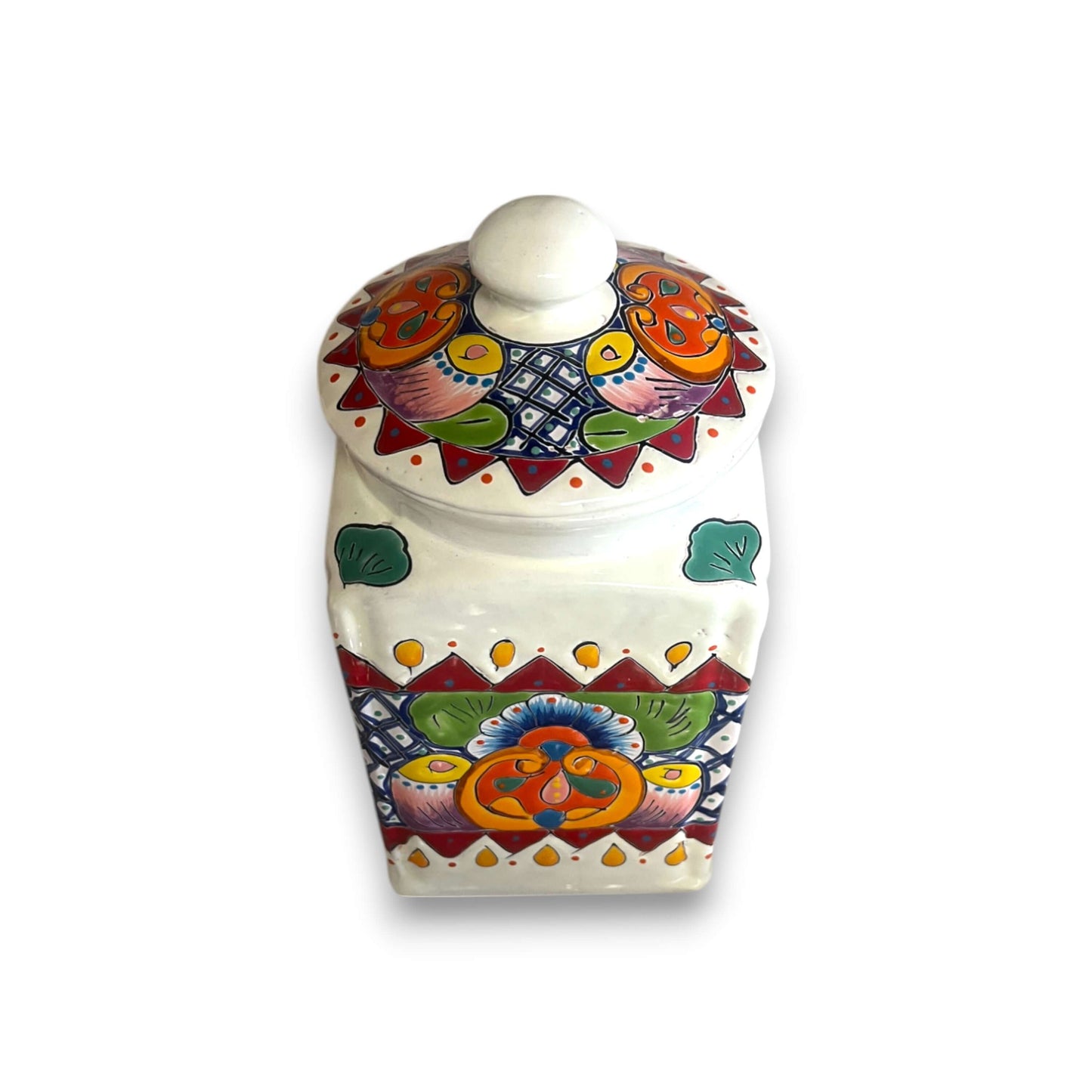 White Talavera Canister Set | Hand-Painted Mexican Kitchen Decor